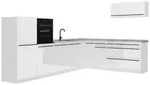 Vicco Winkelk&uuml;che R-Line, Wei&szlig; Hochglanz/Wei&szlig;, 327 x cm Arbeitsplatte Marmor...