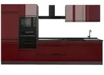Vicco K&uuml;chenzeile R-Line, Rot Hochglanz/Anthrazit, 340 cm Arbeitsplatte...
