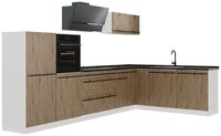 Vicco Winkelk&uuml;che R-Line, Artisan-Eiche/Wei&szlig;, 347 x cm Arbeitsplatte Anthrazit