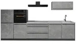 Vicco K&uuml;chenzeile R-Line, Beton/Anthrazit, 340 cm ohne Arbeitsplatte grau