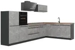 Vicco Winkelk&uuml;che R-Line, Beton/Anthrazit, 347 x cm Arbeitsplatte Goldkraft...