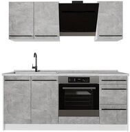 Vicco K&uuml;chenzeile R-Line, Beton/Wei&szlig;, 180 cm ohne Arbeitsplatte