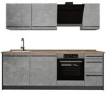 Vicco K&uuml;chenzeile R-Line, Beton/Anthrazit, 220 cm Arbeitsplatte Goldkraft...