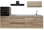 Vicco K&uuml;chenzeile R-Line, Sonoma/Goldkraft Eiche, 280 cm Arbeitsplatte Marmor...