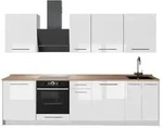 Vicco K&uuml;chenzeile Fame-Line, Wei&szlig; Hochglanz/Wei&szlig;, 280 cm, AP Eiche wei&szlig;