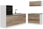 Vicco K&uuml;chenzeile R-Line, Sonoma/Wei&szlig;, 220 cm Arbeitsplatte Marmor braun