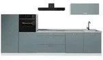 Vicco K&uuml;chenzeile R-Line, Blau-Grau/Wei&szlig;, 340 cm Arbeitsplatte Marmor...