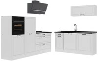 Vicco K&uuml;chenzeile R-Line, Wei&szlig; Landhaus/Wei&szlig;, 220 cm Arbeitsplatte Anthrazit...