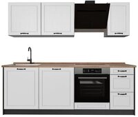 Vicco K&uuml;chenzeile R-Line, Wei&szlig; Landhaus/Anthrazit, 220 cm Arbeitsplatte...
