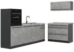 Vicco K&uuml;chenzeile R-Line, Beton/Anthrazit, 220 cm ohne Arbeitsplatte grau