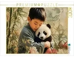 CALVENDO Puzzle CALVENDO Puzzle Sanfte Begegnung im Bambuswald. Chinesischer Junge &