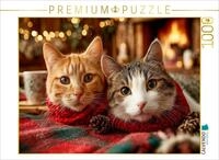 CALVENDO Puzzle CALVENDO Puzzle Kuschelnde Katzen vor dem Kamin, 1000 Teile