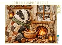 CALVENDO Puzzle CALVENDO Puzzle Ein Abend voller W&auml;rme - Dachs beim Kochen, 1000