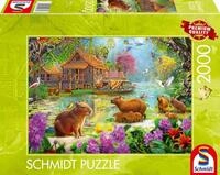 Schmidt Spiele Puzzle 2000 Teile Puzzle Oase der Capybaras 59731, Puzzleteile