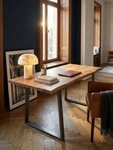 KADIMA DESIGN Schreibtisch Schreibtisch 180x90x76 cm Akazie Massivholz / Metall