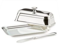 EDZARD Butterdose Mary (H 6 cm, 8 x 13 cm) Glaseinsatz und Buttermesser, edel