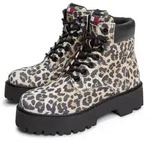 Tommy Jeans TJW PLATFORM CHEETAH BOOTS Schn&uuml;rboots Blockabsatz, Plateau, Stiefelette
