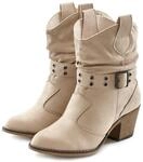 Cowboy Stiefelette LASCANA "Herbststiefelette", Damen, Gr. 36, Textil, beige,