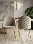 KADIMA DESIGN Esszimmerstuhl Design Esszimmerstuhl 2er Set Samt Beige...