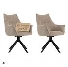 MR.DEKO Esszimmerstuhl Diningsessel 2er Set Ginosa &ndash; drehbar, beige, 60x90x64...