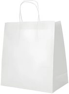 PAPSTAR Tragetasche 300x Tragetaschen Papier 27 x 32 x 17cm weiss mit gedrehtem