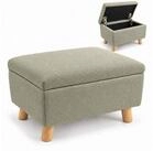relaxdays Stauraumhocker Fu&szlig;hocker mit Stauraum (1 St), Salbei