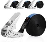 LuxusKollektion Zurrgurt Spanngurt mit Ratsche 6m x 25mm Schwarz 4 St&uuml;ck (4-St)