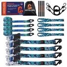 LuxusKollektion Spanngurt Spanngurte Ratsche J-Haken 4 Stk Tarnblau (4-St)