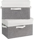 LuxusKollektion Faltbox Aufbewahrungsboxen mit Deckel 2er Set wei&szlig;-grau