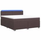 vidaXL Bett Boxspringbett mit Matratze und LED Dunkelbraun 140 x 200 cm (1-tlg),