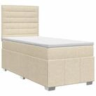 vidaXL Bett Boxspringbett mit Matratze Creme 100 x 200 cm Stoff (1-tlg)