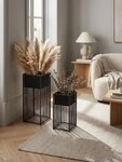 KADIMA DESIGN Blumenst&auml;nder Blumentopf 2er Set Metall Pflanzk&uuml;bel Schwarz mit