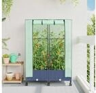 vidaXL Hochbeet vidaXL Gartenplanter mit Gew&auml;chshausabdeckung und R&auml;dern 2...