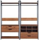 en.casa Garderoben-Set, (Set, 2-teilig), &raquo;Larem&laquo; Schwarz / Walnussoptik