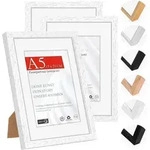 LuxusKollektion Bilderrahmen-Set Bilderrahmen A5 naturholz wei&szlig; 3er Set, (3 St)