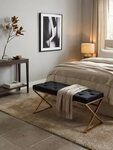 KADIMA DESIGN Sitzbank Sitzbank Samt Schwarz 90x46x44 cm Flur Polsterbank mit