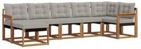 vidaXL Gartenlounge-Set Outdoor-Sofagarnitur 7 stk. Nat&uuml;rlich und Hellgrau,...