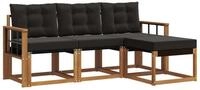 vidaXL Gartenlounge-Set Outdoor-Sofagarnitur 4 stk. Nat&uuml;rlich und Schwarz,...