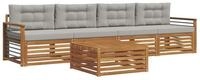 vidaXL Gartenlounge-Set Outdoor-Sofagarnitur 5 stk. Nat&uuml;rlich und Hellgrau,...
