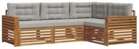 vidaXL Gartenlounge-Set Outdoor-Sofagarnitur 4 stk. Nat&uuml;rlich und Hellgrau,...