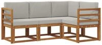vidaXL Gartenlounge-Set Outdoor-Sofagarnitur 4 stk. Nat&uuml;rlich und Hellgrau,...
