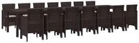 vidaXL Loungeset vidaXL Garten-Esszimmergarnitur mit Kissen 15 stk. Braun PP
