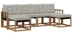 vidaXL Gartenlounge-Set Outdoor-Sofagarnitur 6 stk. Nat&uuml;rlich und Hellgrau,...