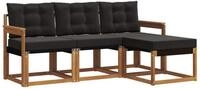 vidaXL Gartenlounge-Set Outdoor-Sofagarnitur 4 stk. Nat&uuml;rlich und Schwarz,...