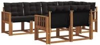vidaXL Gartenlounge-Set Outdoor-Sofagarnitur 7 stk. Nat&uuml;rlich und Schwarz,...