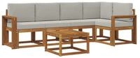 vidaXL Gartenlounge-Set Outdoor-Sofagarnitur 6 stk. Nat&uuml;rlich und Hellgrau,...