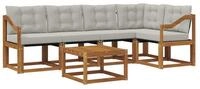 vidaXL Gartenlounge-Set Outdoor-Sofagarnitur 6 stk. Nat&uuml;rlich und Hellgrau,...