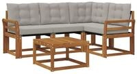 vidaXL Gartenlounge-Set Outdoor-Sofagarnitur 5 stk. Nat&uuml;rlich und Hellgrau,...