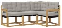 vidaXL Gartenlounge-Set Outdoor-Sofagarnitur 4 stk. Wei&szlig; und Hellgrau, (4-tlg)