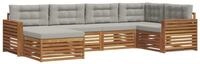 vidaXL Gartenlounge-Set Outdoor-Sofagarnitur 6 stk. Nat&uuml;rlich und Hellgrau,...